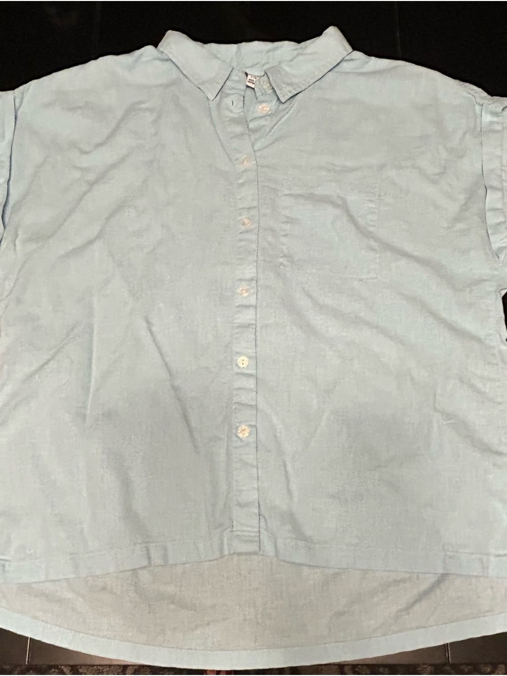 Orvis Women’s Pale Blue Short-Sleeve Button Front Blouse